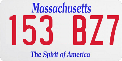 MA license plate 153BZ7