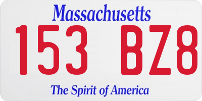 MA license plate 153BZ8