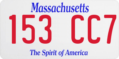 MA license plate 153CC7