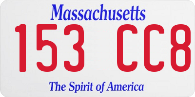 MA license plate 153CC8