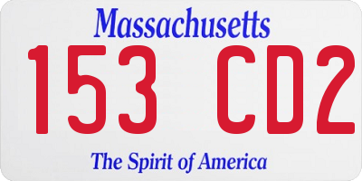 MA license plate 153CD2