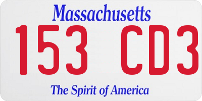 MA license plate 153CD3