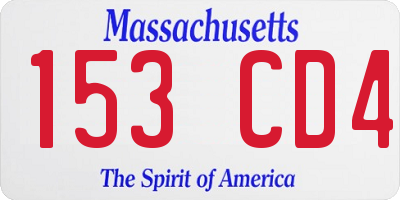 MA license plate 153CD4