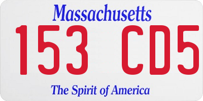 MA license plate 153CD5