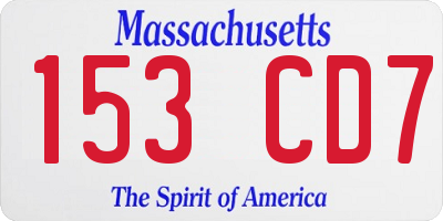 MA license plate 153CD7