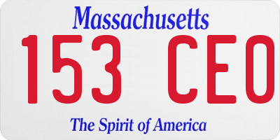 MA license plate 153CE0