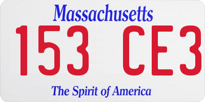 MA license plate 153CE3