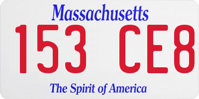 MA license plate 153CE8