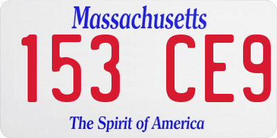 MA license plate 153CE9