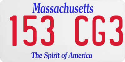 MA license plate 153CG3