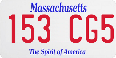 MA license plate 153CG5