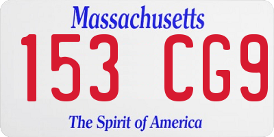 MA license plate 153CG9