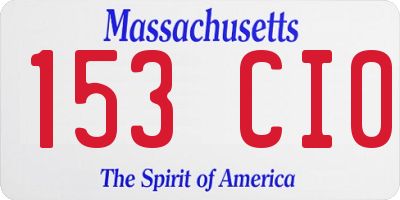 MA license plate 153CI0