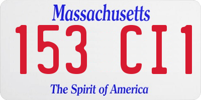 MA license plate 153CI1