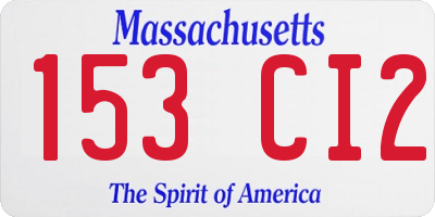 MA license plate 153CI2