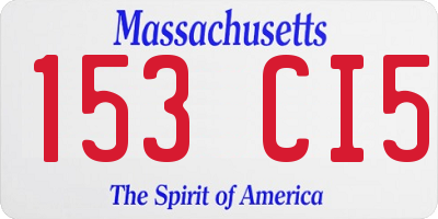MA license plate 153CI5
