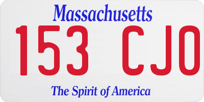 MA license plate 153CJ0