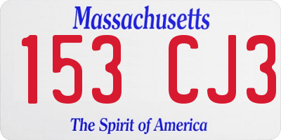 MA license plate 153CJ3