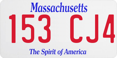 MA license plate 153CJ4