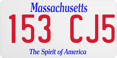 MA license plate 153CJ5