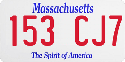 MA license plate 153CJ7