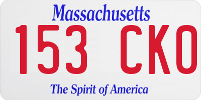MA license plate 153CK0