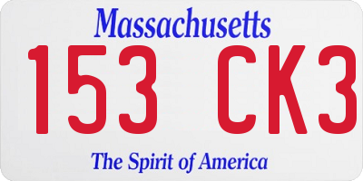 MA license plate 153CK3