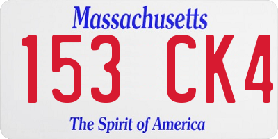 MA license plate 153CK4