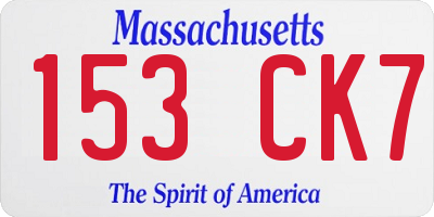 MA license plate 153CK7