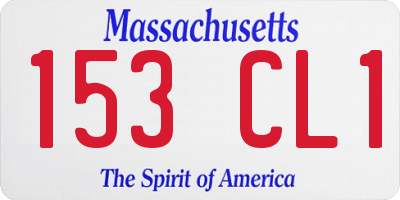 MA license plate 153CL1