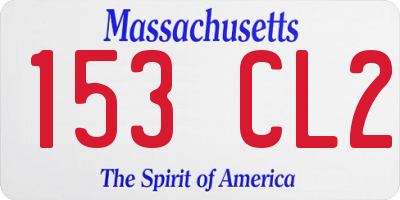MA license plate 153CL2