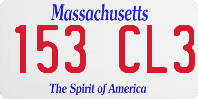 MA license plate 153CL3