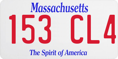 MA license plate 153CL4