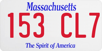 MA license plate 153CL7
