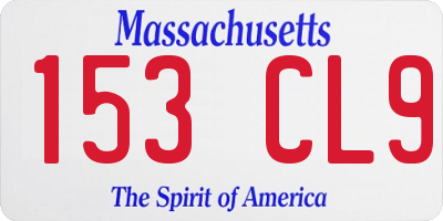 MA license plate 153CL9