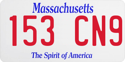 MA license plate 153CN9