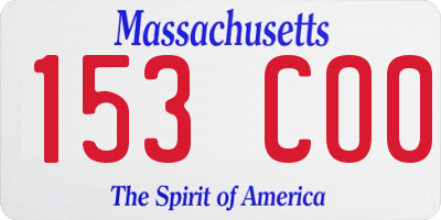 MA license plate 153CO0