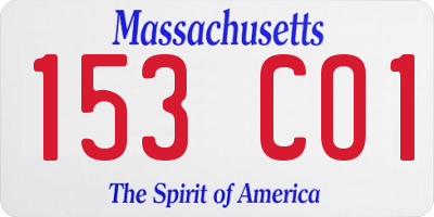 MA license plate 153CO1