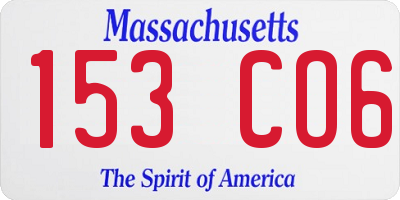 MA license plate 153CO6