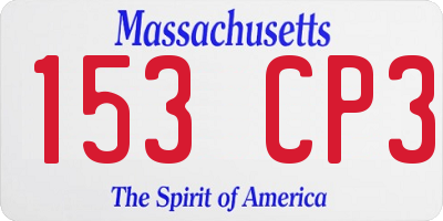 MA license plate 153CP3