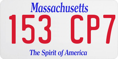 MA license plate 153CP7