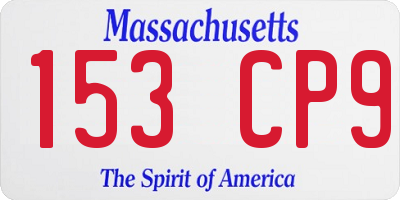 MA license plate 153CP9