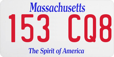 MA license plate 153CQ8