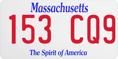 MA license plate 153CQ9