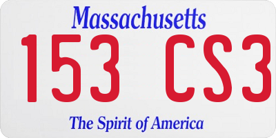 MA license plate 153CS3