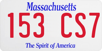 MA license plate 153CS7