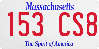 MA license plate 153CS8