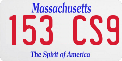 MA license plate 153CS9