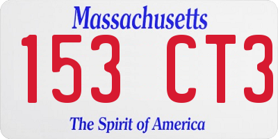 MA license plate 153CT3
