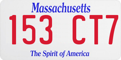 MA license plate 153CT7